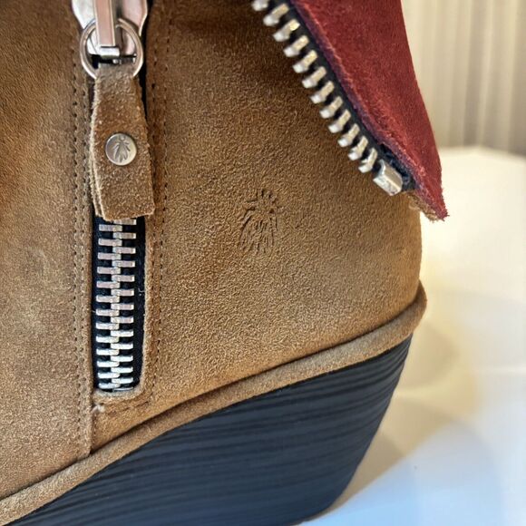 Fly London Yex Leather Suede Fold‎ Over Wedge Boots Booties US Size 7.5 - Picture 3 of 12